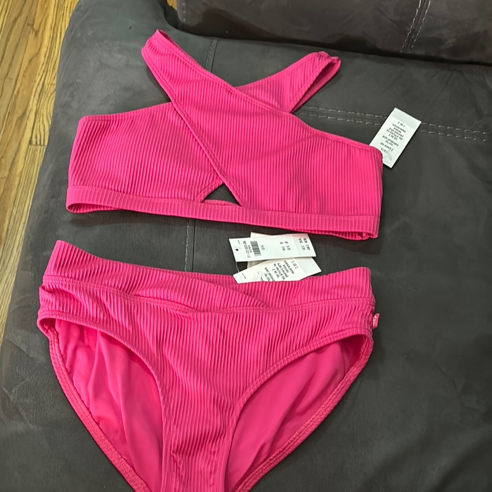 Abercrombie Kids Vibrant Pink Cross-Front Bikini